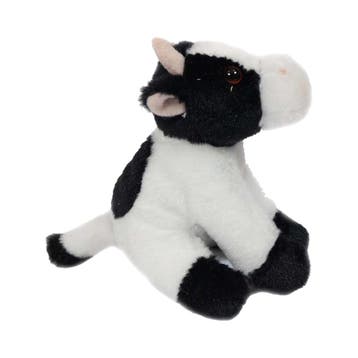 Koe knuffeldier - zachte pluche - wit/zwart - 12 cm, Verzenden, Nieuw