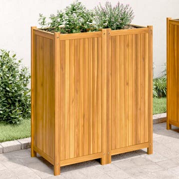 vidaXL Plantenbak met voering 84x42x100 cm massief, Tuin en Terras, Bloembakken en Plantenbakken, Verzenden, Nieuw, Hout