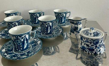 Petrus Regout - Koffieservies (14) - Porselein - Koffie, Antiek en Kunst, Antiek | Meubels | Tafels
