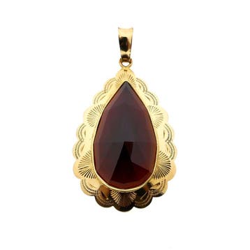 Gouden hanger met granaat (Hanger of bedel), Ophalen of Verzenden, Gebruikt, Goud, Overige merken