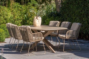 4SO Fabrice/Prado Deens ovale 6-persoons tuinset 240x105 cm., Verzenden, Nieuw, Rvs, Tuinset