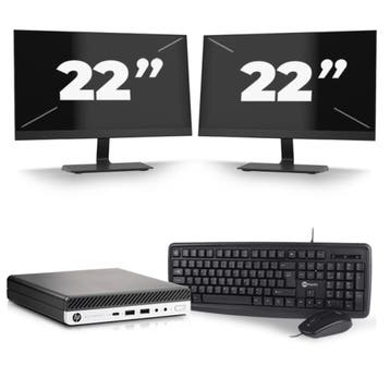 HP EliteDesk 800 G5  -   i5-9e  - 8GB  - 256GB  + 2x 22 inch, Qwerty, Verzenden, Refurbished, 9e Generatie