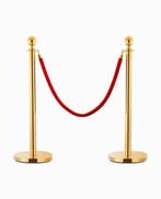 Te huur gouden afzetpaal met koord huren en/of rode loper, Zo goed als nieuw, Overige