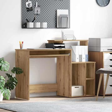 vidaXL Bureau Artisan Eiken 120,5 x 44 x 88,5 cm Bewerkt, Huis en Inrichting, Verzenden, Nieuw
