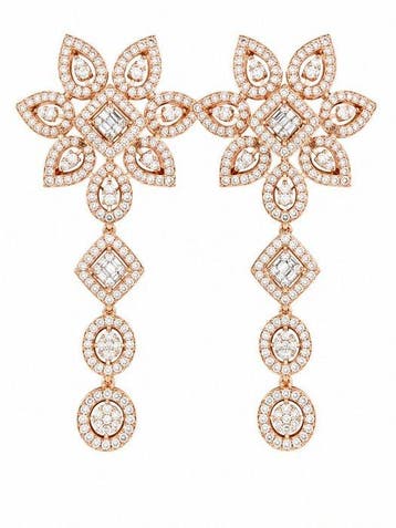 Oorbellen - 14 karaat Roségoud - 2.08ct. tw. Diamant, Nieuw