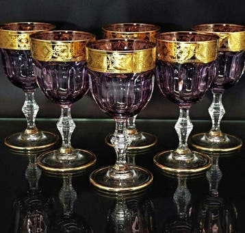 Artemisia - Drinkset (6) - Kristal, 24-karaats goud, Antiek en Kunst