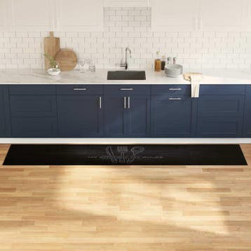 vidaXL Keuken Vloerkleed Bestek Zwart 300 x 60 cm Fluweel, Verzenden, Nieuw