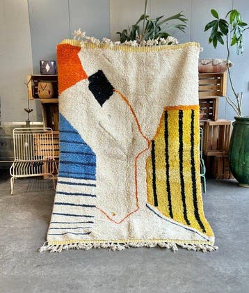 Beni Ourain Kunsttapijt — Gedurfd abstract ontwerp,, Nieuw