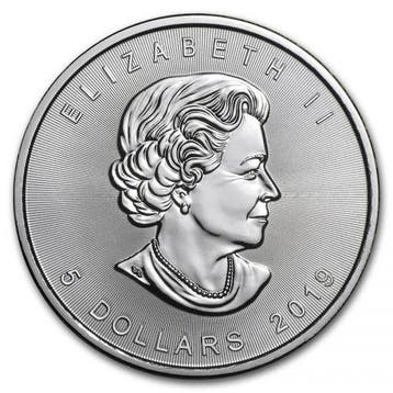 Canadian Maple Leaf 1 oz 2019 (slechts 17.5% boven spot), Verzenden, Noord-Amerika, Losse munt, Zilver