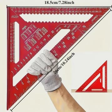 Precisie Aluminium Driehoek Liniaal - Rood, voor Timmerwerk, Verzenden, Nieuw