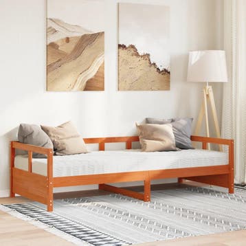 vidaXL Slaapbank met matras 80x200 cm massief grenenhout, Eenpersoons, Bruin, Verzenden, Nieuw