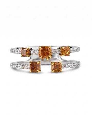 Statement ring - 14 karaat Witgoud - 1.47ct. tw. Orange, Sieraden, Tassen en Uiterlijk