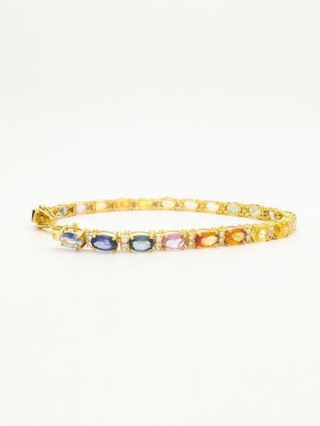 Armband - 18 karaat Geel goud Saffier - Diamant, Nieuw