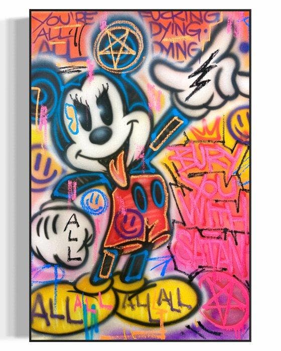 Outside313 - Mickey Mouse Devil, Antiek en Kunst, Kunst | Schilderijen | Modern