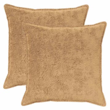vidaXL Kussensloop 2 st HOUTEN Taupe 80 x 80 cm Nep, Verzenden, Nieuw