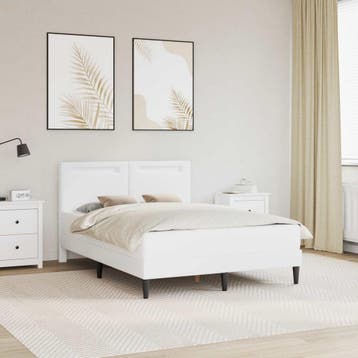 vidaXL Bedframe met LED-stripverlichting Wit 160 x 200 cm, Verzenden, Nieuw, Wit, Overige materialen