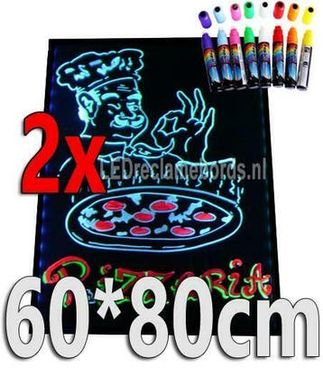 2 stuks : LED schrijfbord 60cm*80cm | 90 functies, Verzenden, Nieuw