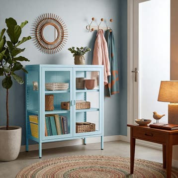 metalen vitrinekast - grijs/blauw, Huis en Inrichting, Verzenden, Nieuw