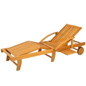 TRUUSK Houten Zonneligstoel - Vouwbaar met Zijtafel - 4-voud, Verzenden, Nieuw