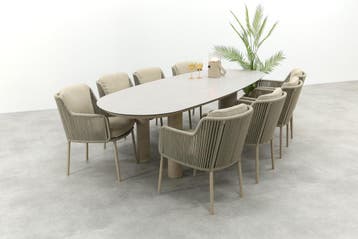 4SO Bernini/Denia 8-persoons organische tuinset 290x110 cm., Verzenden, Nieuw, Rvs, Tuinset