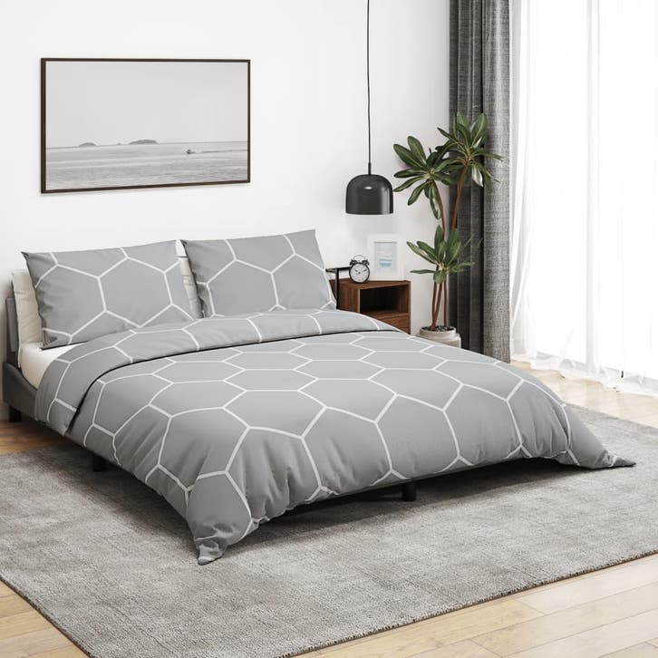 vidaXL Dekbedovertrekset 200x220 cm katoen grijs, Huis en Inrichting, Slaapkamer | Beddengoed, Grijs, Nieuw, Verzenden