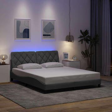 vidaXL Bedframe met LED zonder matras 160x200 cm stof, Verzenden, 200 cm, 160 cm, Nieuw