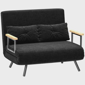 Zwarte 4-in-1 Sofa Bed met Verstelbare Rugleuning en 2 Kusse, Verzenden, Nieuw