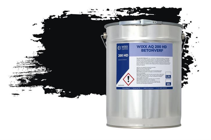 Wixx AQ 200 HD Betonverf RAL 9005 | Gitzwart 20L, Doe-het-zelf en Verbouw, Verf, Beits en Lak, Verf, Zwart, Nieuw, 15 tot 20 liter