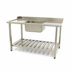 Spoeltafel - 120 x 75 cm - Aanvoer Vaatwasser Links - incl., Verzenden, Nieuw in verpakking, RVS Meubilair