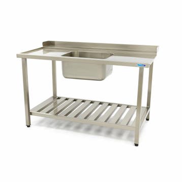 Spoeltafel - 120 x 75 cm - Aanvoer Vaatwasser Links - incl., Verzenden, Nieuw in verpakking, RVS Meubilair