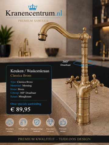 Regendouche l Wastafelkraan l Keukenkraan  Groot assortiment, Ophalen of Verzenden, Nieuw, Koper, Kraan