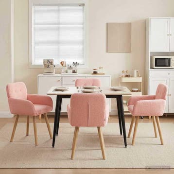 vidaXL Eettafelstoelen 4 st Bouclé Roze 59 x 57 x 85 cm, Verzenden, Nieuw