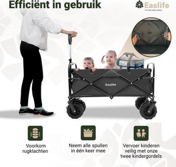 EasLife opvouwbare bolderkar - Bolderwagen met regen hoes -, Caravans en Kamperen, Ophalen of Verzenden, Nieuw