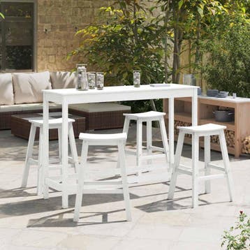vidaXL Tuin Bar Set 4 st Wit HDPE, Verzenden, Nieuw, 4 zitplaatsen