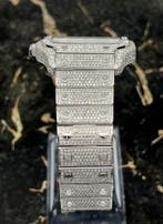 Cartier Santos - White Dial - Large- Iced Out - Diamonds, Overige merken, Staal, Staal, Polshorloge