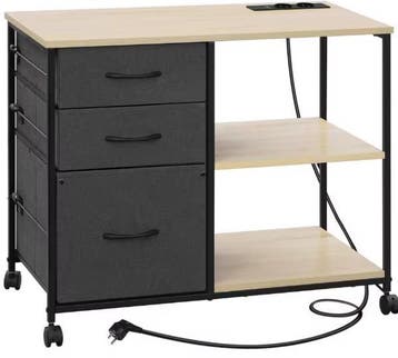 Archiefkast met Laadstation – 3 Stoffen Lades en Wielen 80×6, Verzenden, Nieuw
