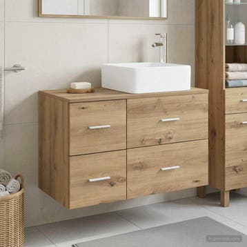vidaXL Badkamermeubelset 2 st Artisanaal eiken Bewerkt hout, Verzenden, Nieuw