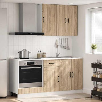 vidaXL Keukenblok LUCCA 5 st Sonoma Eiken Bewerkt hout, Verzenden, Nieuw, Bruin