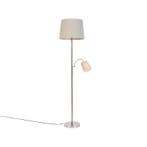 Klassieke vloerlamp staal met grijze kap en leeslampje -, Verzenden, Nieuw, Classic-antique