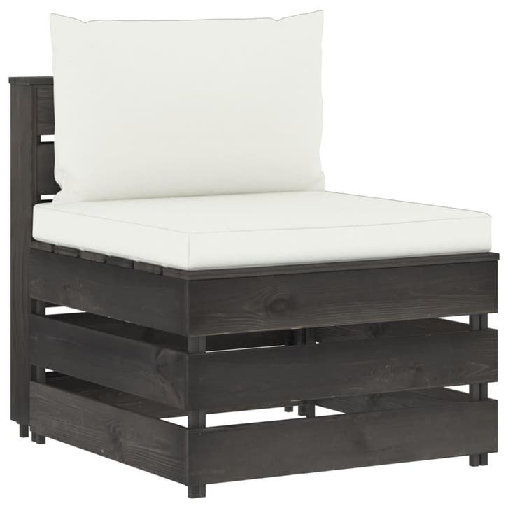 vidaXL Middenbank sectioneel met kussens grijs geïmpregneerd, Tuin en Terras, Tuinsets en Loungesets, Nieuw, Hout, Verzenden