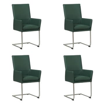 Set van 4 Leren eetkamerstoelen Rumor - Toledo Forrest, Huis en Inrichting, Ophalen of Verzenden, Nieuw, Leer, Vijf, Zes of meer stoelen