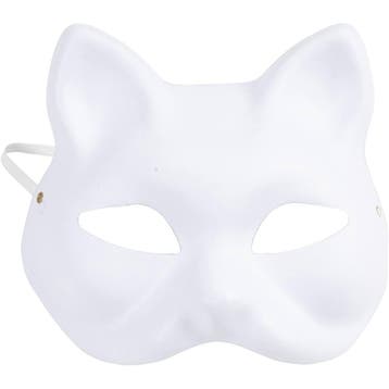 Kattenmasker, H: 17,5 cm, B: 18,5, wit, 1 stuk, Nieuw
