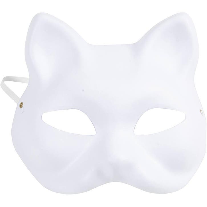 Kattenmasker, H: 17,5 cm, B: 18,5, wit, 1 stuk, Huis en Inrichting, Woonaccessoires | Overige