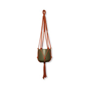 Plantenhanger Jazzy Rood/Roestbruin - Katoen - Macramé -, Huis en Inrichting, Woonaccessoires | Overige, Ophalen of Verzenden