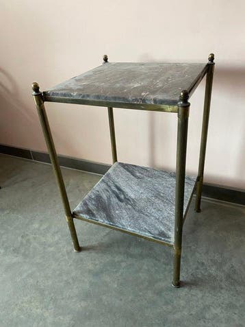 Bijzettafel - Messing, Marmer