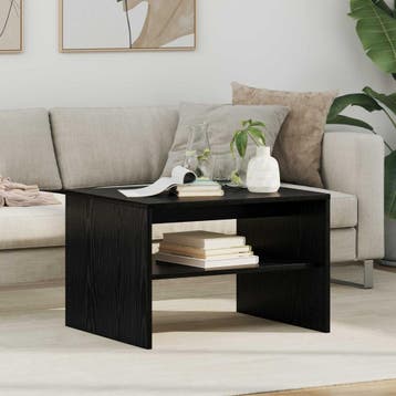 vidaXL Salontafel Zwart Eiken 60 x 50 x 40 cm Bewerkt hout, Verzenden, Nieuw, 50 tot 100 cm, Rechthoekig