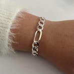 Zilveren figaro schakel armband 10 mm, Sieraden, Tassen en Uiterlijk, Armbanden, Verzenden, Nieuw, Zilver