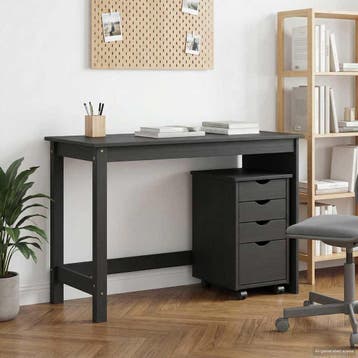 vidaXL Bureau Kas Set 2 st Grijs Massief grenenhout, Verzenden, Nieuw