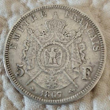 Frankrijk. Napoléon III. 5 Francs 1867-A, Paris (Zonder