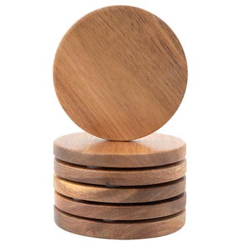 IvoQ Onderzetters Acacia Hout Set 6 stuks, Huis en Inrichting, Verzenden, Nieuw